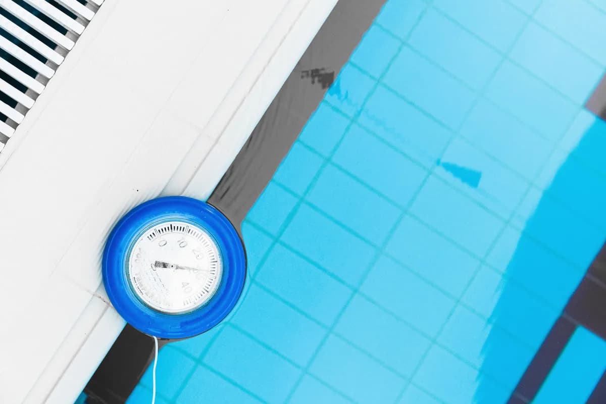 Thermomètre flottant au bord d'une piscine